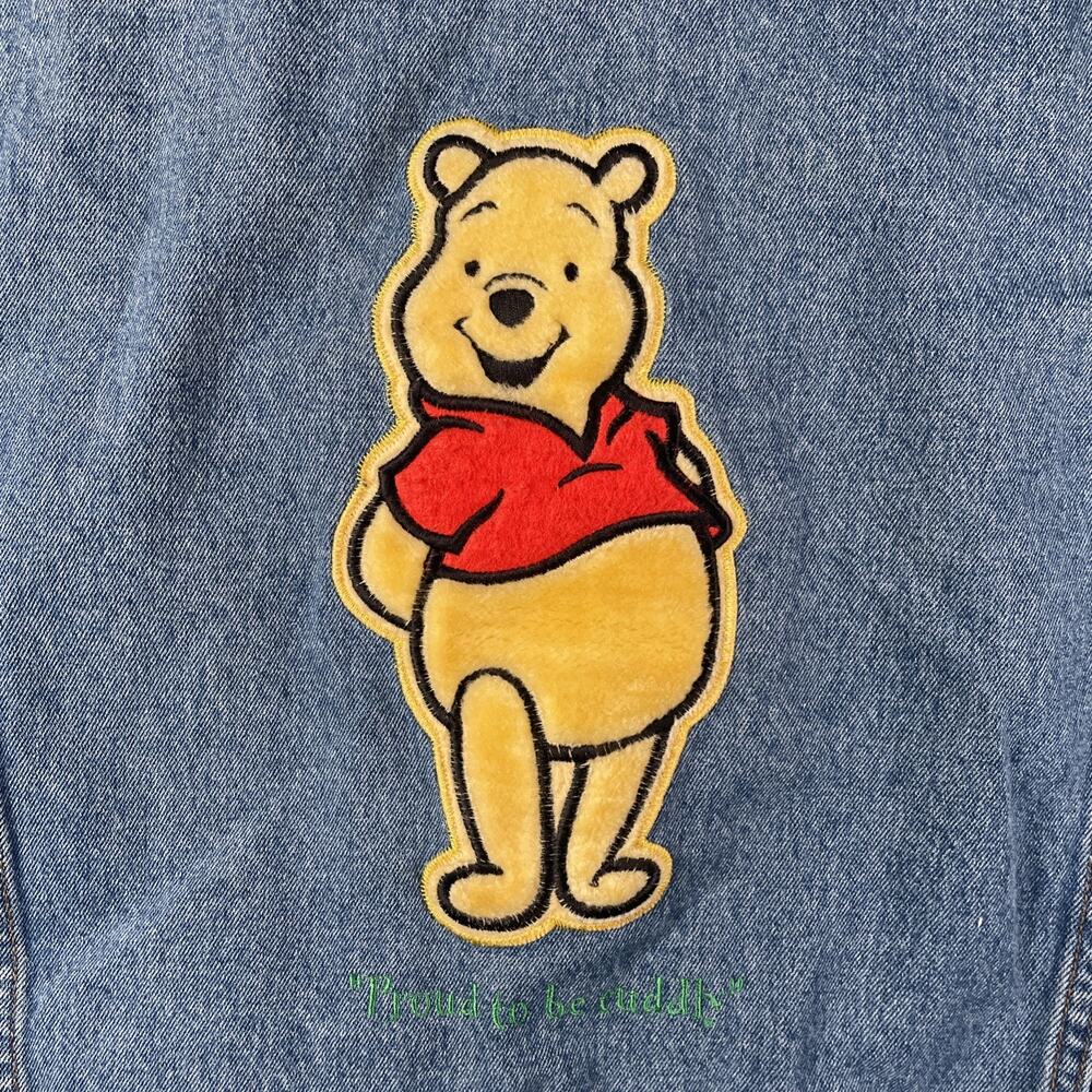 Vintage Winnie The Pooh Denim Jacket Men L Blue Jean Biker Trucker Retro Disney - Picture 12 of 12